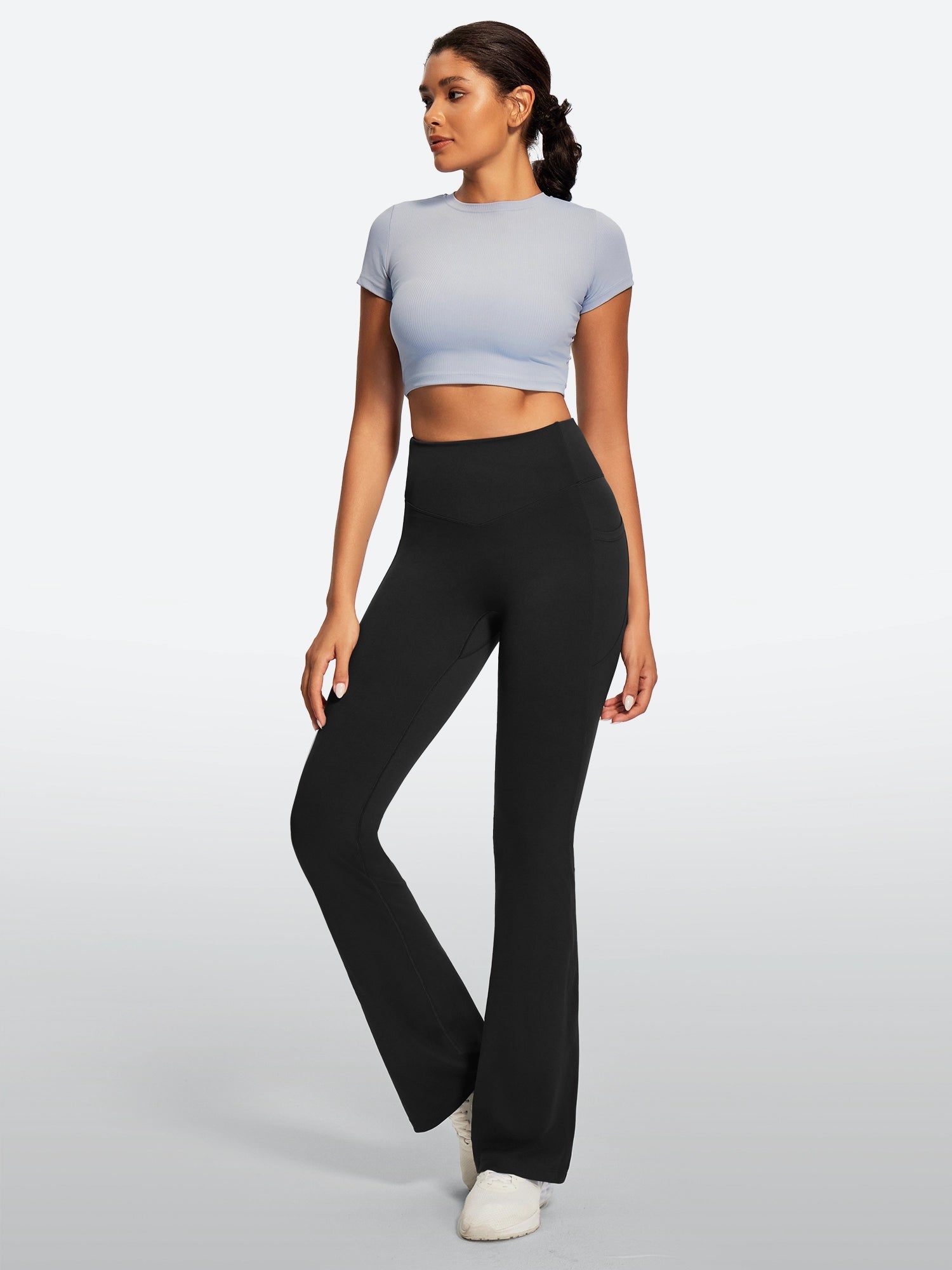 IUGA Sandwich No Front Seam Hidden Scrunch Butt Mini Flared Yoga Pants With Pockets | Affordable Yoga Leggings & Activewear by IUGA