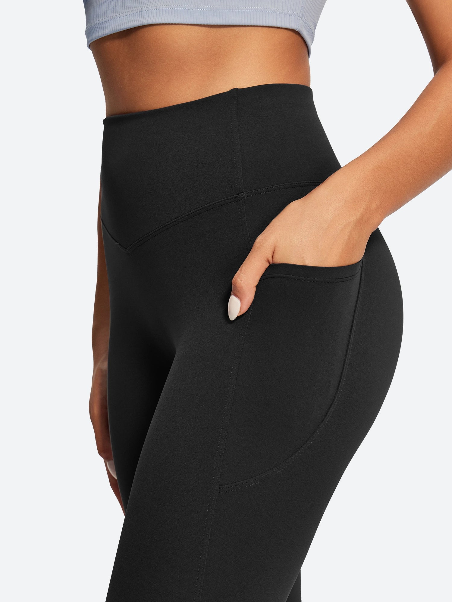 IUGA Sandwich No Front Seam Hidden Scrunch Butt Mini Flared Yoga Pants With Pockets | Affordable Yoga Leggings & Activewear by IUGA