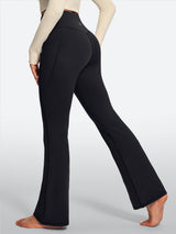 IUGA HeatLab® Sandwich Waistband No Front Seam Fleece Lined Bootcut Yoga Pants With Pockets - IUGA