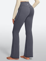 IUGA HeatLab® Sandwich Waistband No Front Seam Fleece Lined Bootcut Yoga Pants With Pockets - IUGA