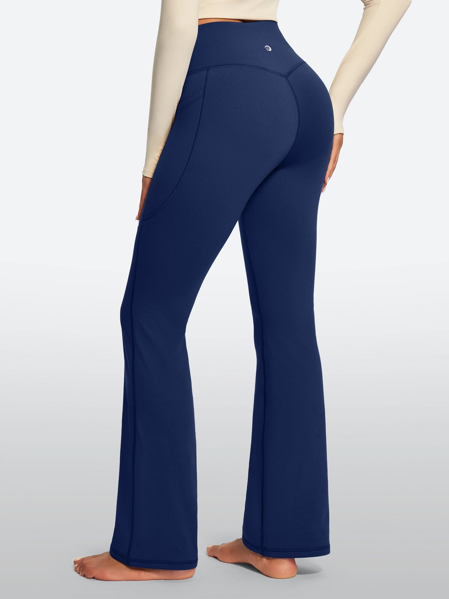 IUGA HeatLab® Sandwich Waistband No Front Seam Fleece Lined Bootcut Yoga Pants With Pockets - IUGA