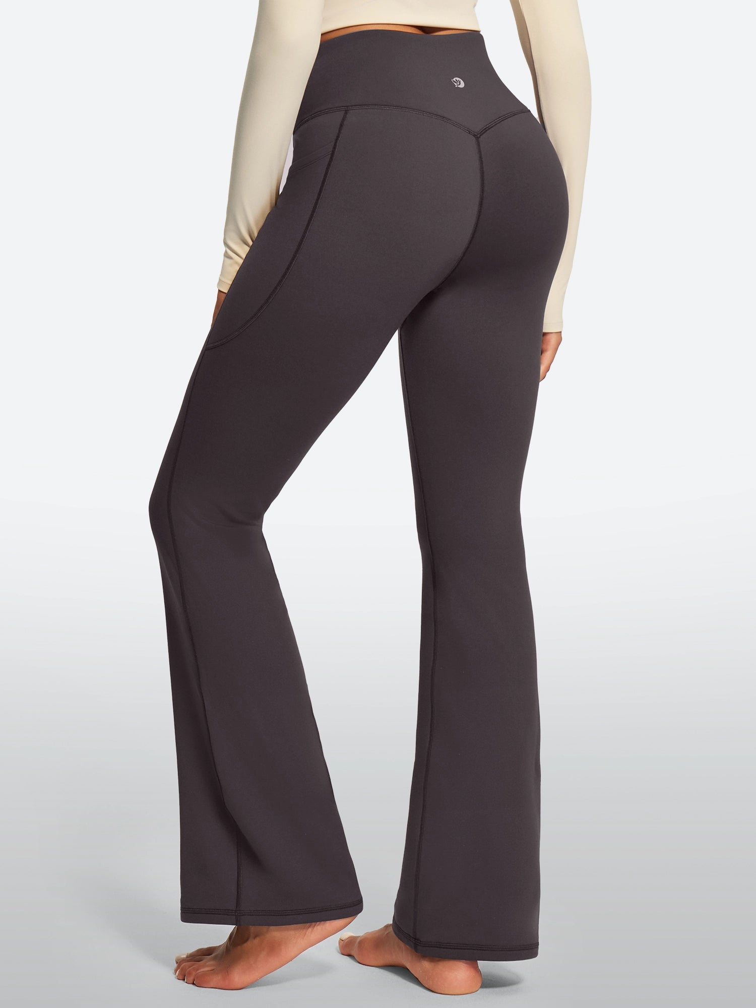 IUGA HeatLab® Sandwich Waistband No Front Seam Fleece Lined Bootcut Yoga Pants With Pockets - IUGA