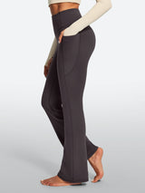 IUGA HeatLab® Sandwich Waistband No Front Seam Fleece Lined Bootcut Yoga Pants With Pockets - IUGA