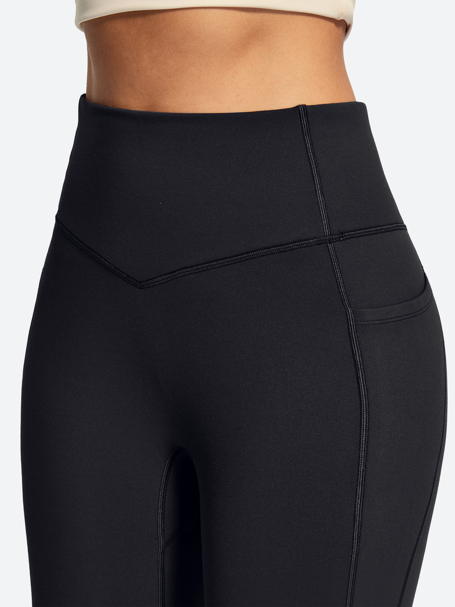 IUGA HeatLab® Sandwich Waistband No Front Seam Fleece Lined Bootcut Yoga Pants With Pockets - IUGA