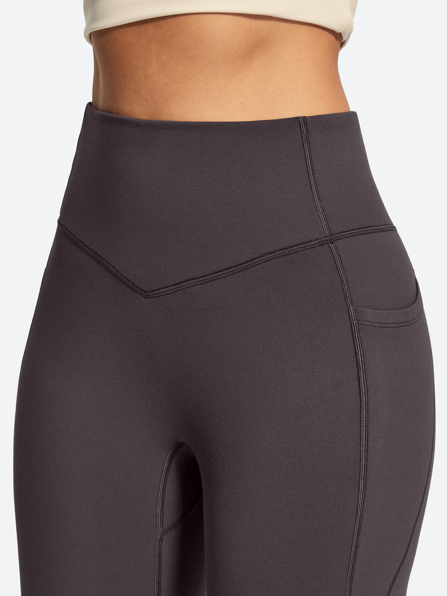 IUGA HeatLab® Sandwich Waistband No Front Seam Fleece Lined Bootcut Yoga Pants With Pockets - IUGA