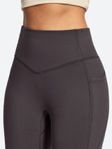 IUGA HeatLab® Sandwich Waistband No Front Seam Fleece Lined Bootcut Yoga Pants With Pockets - IUGA