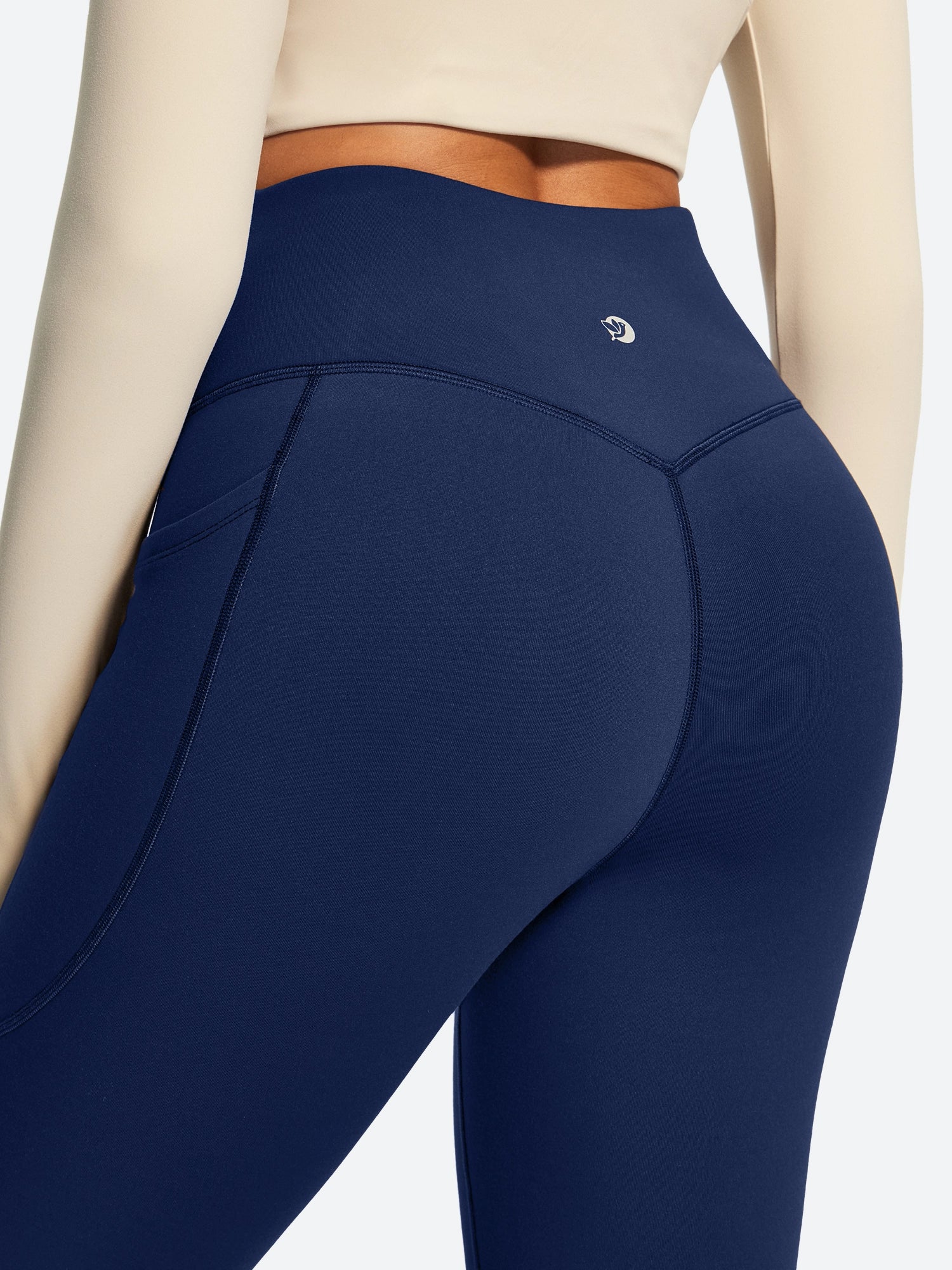 IUGA HeatLab® Sandwich Waistband No Front Seam Fleece Lined Bootcut Yoga Pants With Pockets - IUGA