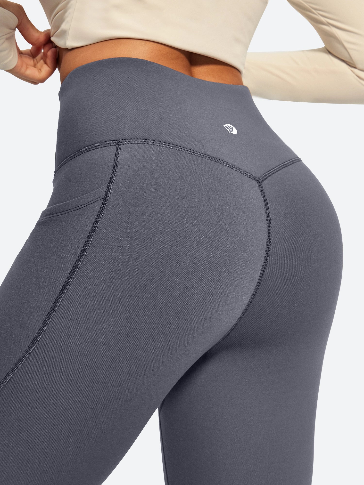 IUGA HeatLab® Sandwich Waistband No Front Seam Fleece Lined Bootcut Yoga Pants With Pockets - IUGA