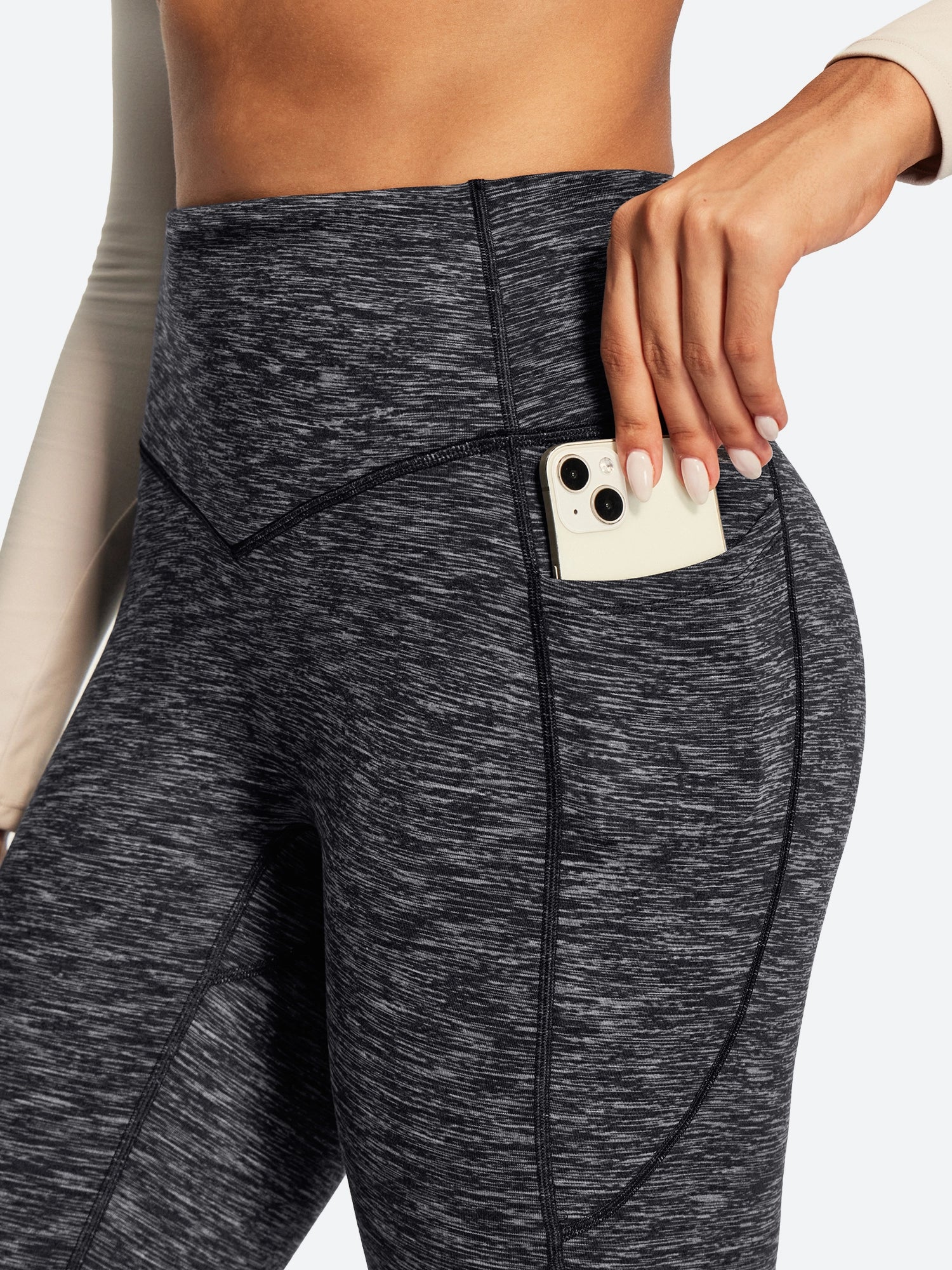 IUGA HeatLab® Sandwich Waistband No Front Seam Fleece Lined Bootcut Yoga Pants With Pockets - IUGA