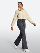 IUGA HeatLab® Sandwich Waistband No Front Seam Fleece Lined Bootcut Yoga Pants With Pockets - IUGA