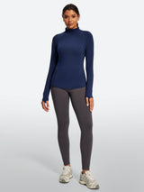 IUGA Turtleneck Long Sleeve Fleece Lined Thermal Shirts With Pockets | Affordable Yoga Leggings & Activewear by IUGA