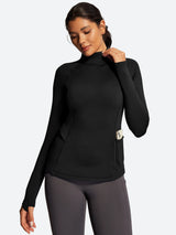 IUGA Turtleneck Long Sleeve Fleece Lined Thermal Shirts With Pockets | Affordable Yoga Leggings & Activewear by IUGA