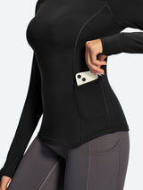 IUGA Turtleneck Long Sleeve Fleece Lined Thermal Shirts With Pockets | Affordable Yoga Leggings & Activewear by IUGA