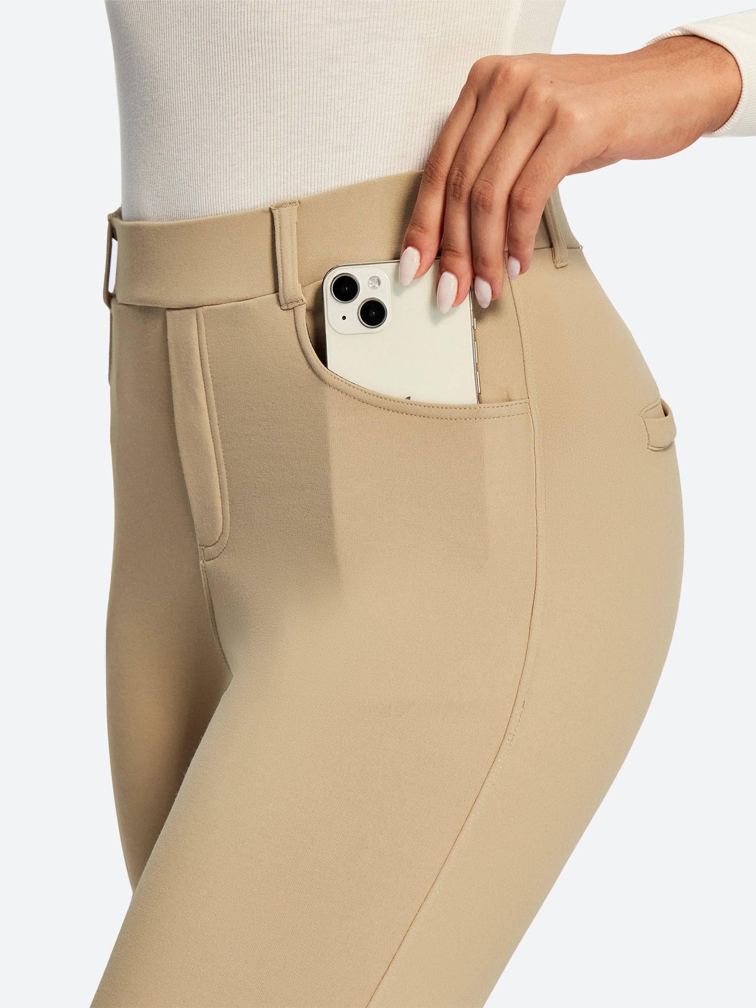 IUGA HeatLab® Fleece Lined Pull On High Waisted Dress Pants With Pockets | Affordable Yoga Leggings & Activewear by IUGA
