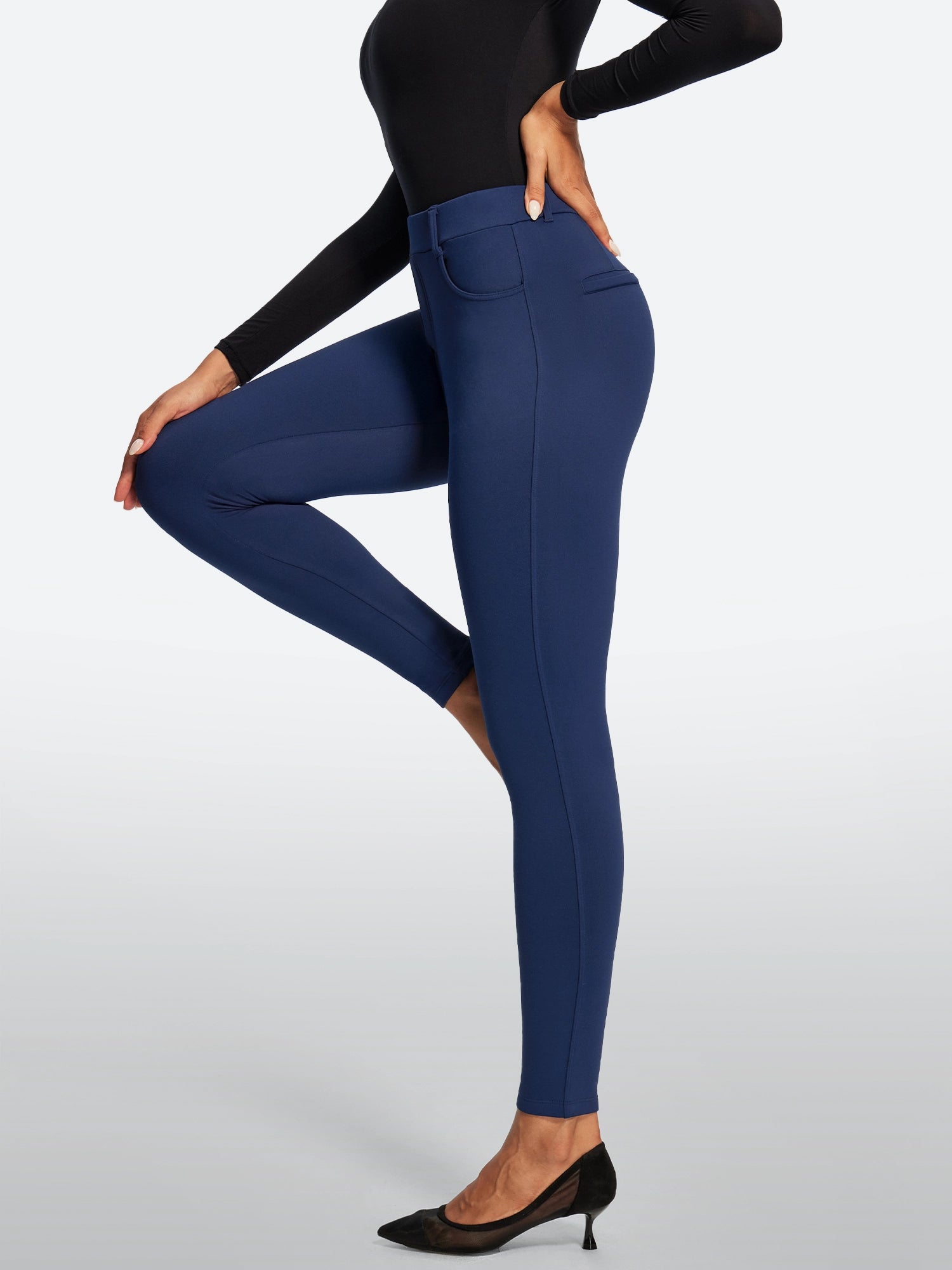 IUGA HeatLab® Fleece Lined Pull On High Waisted Dress Pants With Pockets | Affordable Yoga Leggings & Activewear by IUGA