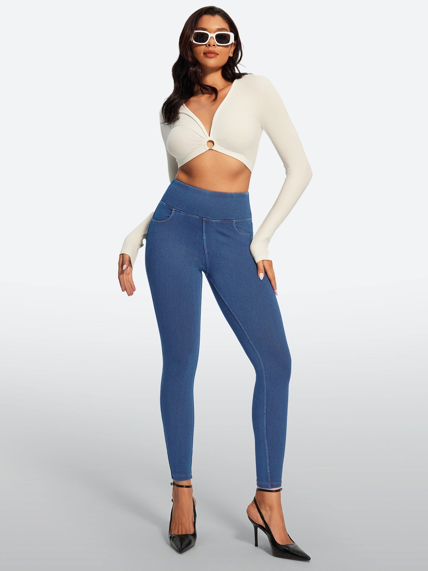 IUGA FlexDenim® High Waisted Stretchy Butt Lifting Jeggings With Pockets | Affordable Yoga Leggings & Activewear by IUGA