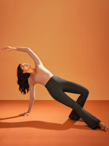 IUGA HeatLab® Sandwich Waistband No Front Seam Fleece Lined Bootcut Yoga Pants With Pockets - IUGA