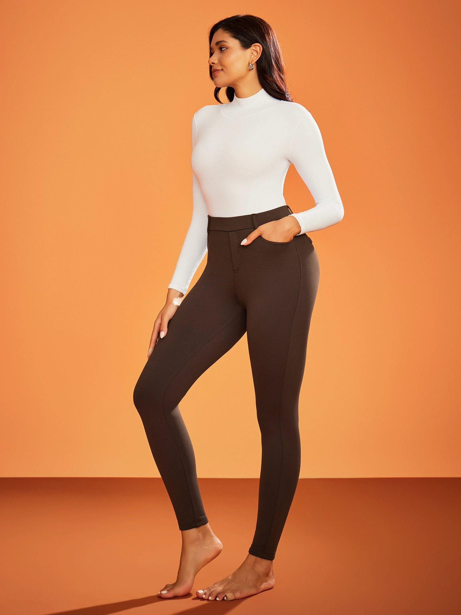 IUGA HeatLab® Fleece Lined Pull On High Waisted Dress Pants With Pockets | Affordable Yoga Leggings & Activewear by IUGA