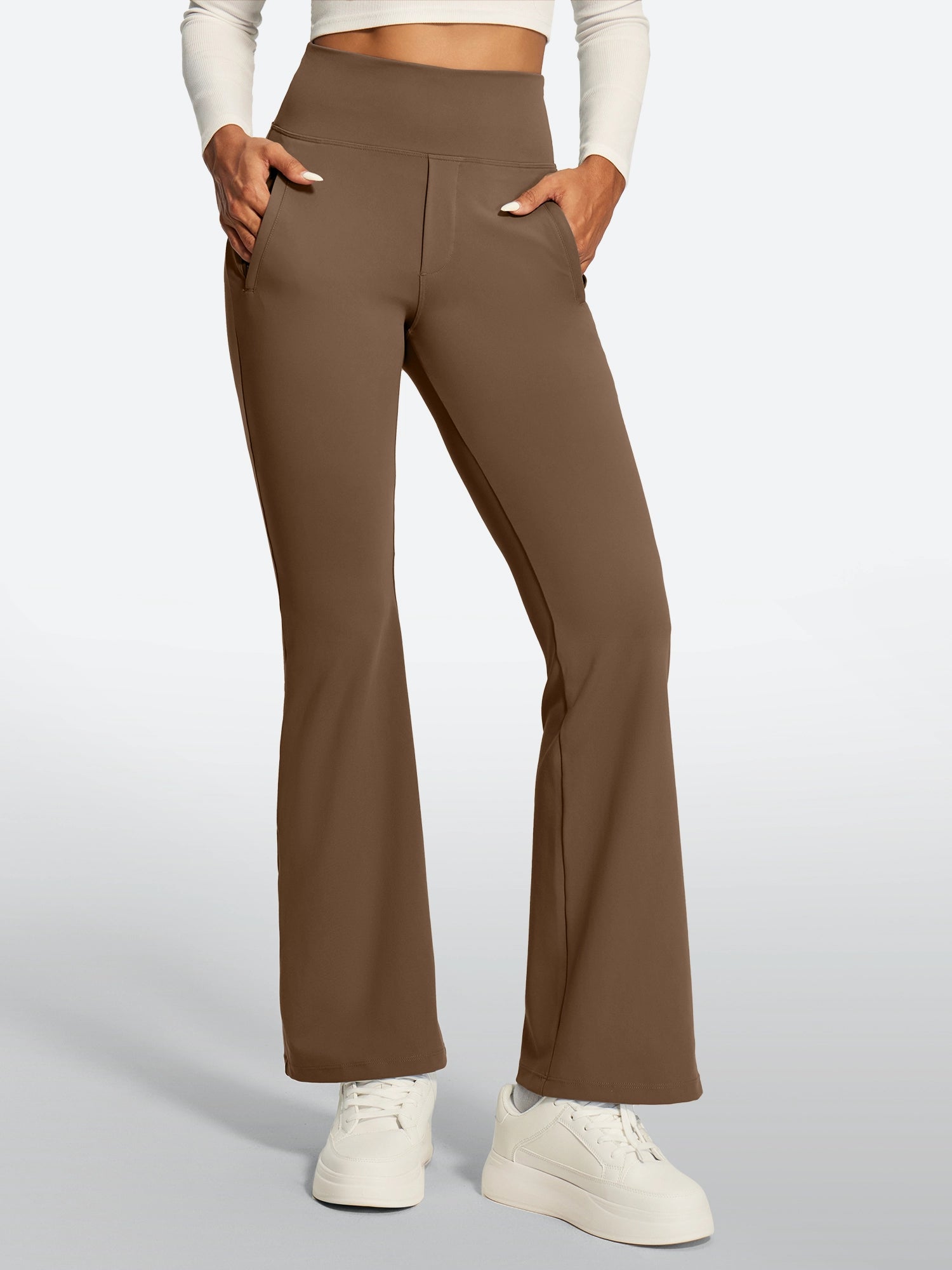 IUGA High Waist Pull On Stretchy Dress Pants With Zipper Pockets