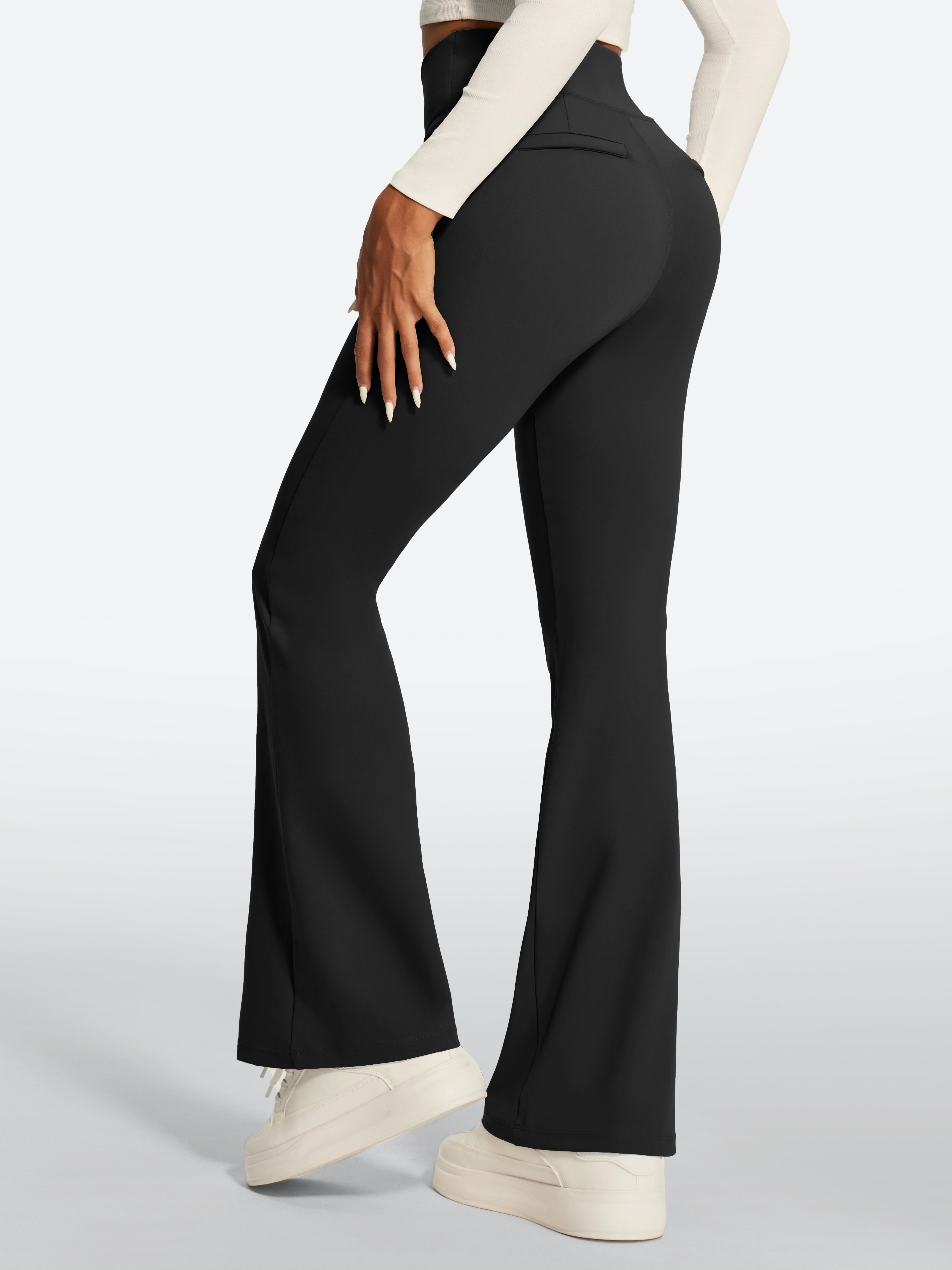 IUGA High Waist Pull On Stretchy Dress Pants With Zipper Pockets