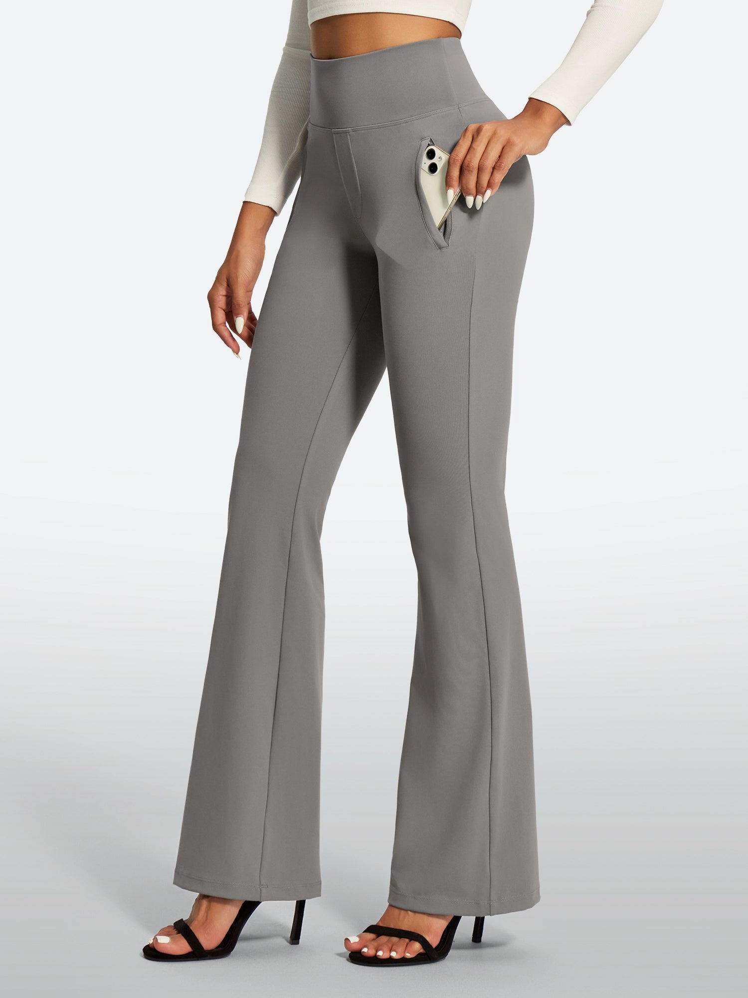 IUGA High Waist Pull On Stretchy Dress Pants With Zipper Pockets