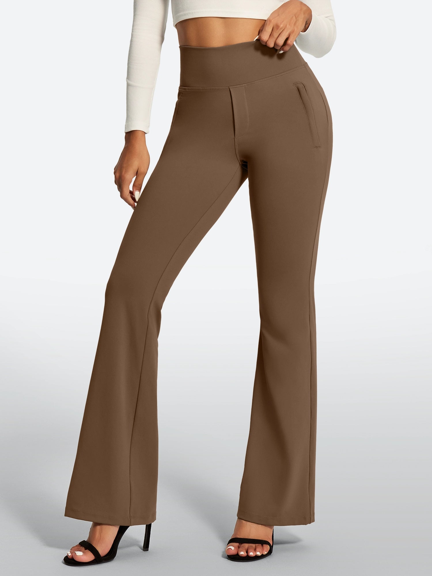 IUGA High Waist Pull On Stretchy Dress Pants With Zipper Pockets
