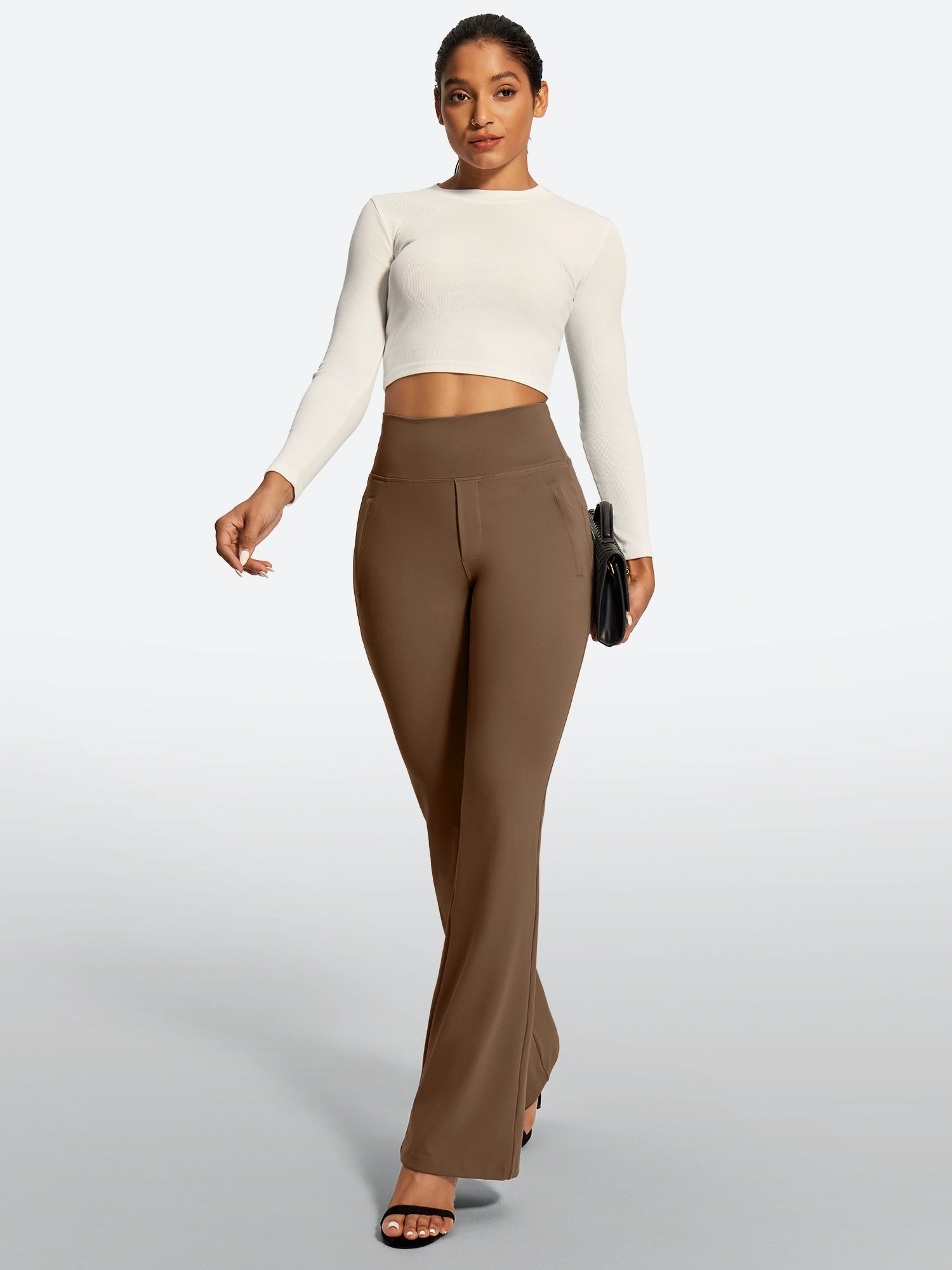 IUGA High Waist Pull On Stretchy Dress Pants With Zipper Pockets
