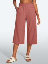 IUGA High Waisted Adjustable Drawstring Wide Leg Capris With Pockets | Affordable Yoga Leggings & Activewear by IUGA