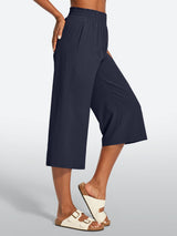 IUGA High Waisted Adjustable Drawstring Wide Leg Capris With Pockets | Affordable Yoga Leggings & Activewear by IUGA