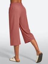 IUGA High Waisted Adjustable Drawstring Wide Leg Capris With Pockets | Affordable Yoga Leggings & Activewear by IUGA