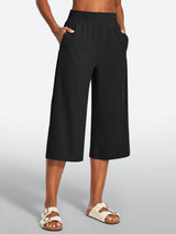 IUGA High Waisted Adjustable Drawstring Wide Leg Capris With Pockets | Affordable Yoga Leggings & Activewear by IUGA