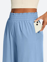 IUGA High Waisted Adjustable Drawstring Wide Leg Capris With Pockets | Affordable Yoga Leggings & Activewear by IUGA