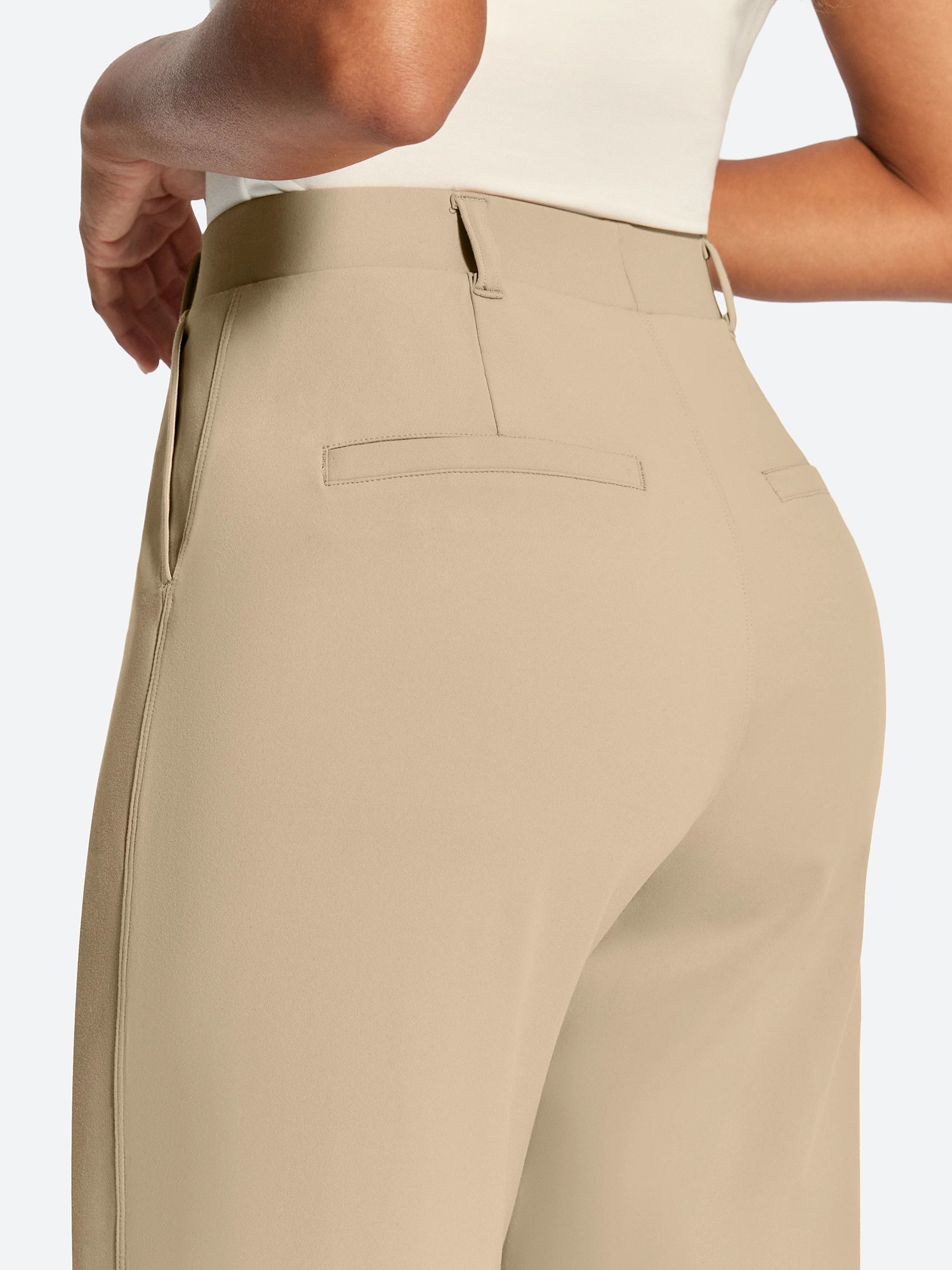 IUGA High Waisted Stretchy Wide Leg Pull On Work Pants With Pockets