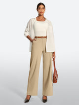 IUGA High Waisted Stretchy Wide Leg Pull On Work Pants With Pockets