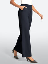 IUGA High Waisted Stretchy Wide Leg Pull On Work Pants With Pockets