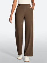 IUGA High Waisted Stretchy Wide Leg Pull On Work Pants With Pockets