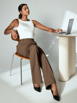 IUGA High Waisted Stretchy Wide Leg Pull On Work Pants With Pockets