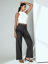 IUGA High Waisted Stretchy Wide Leg Pull On Work Pants With Pockets