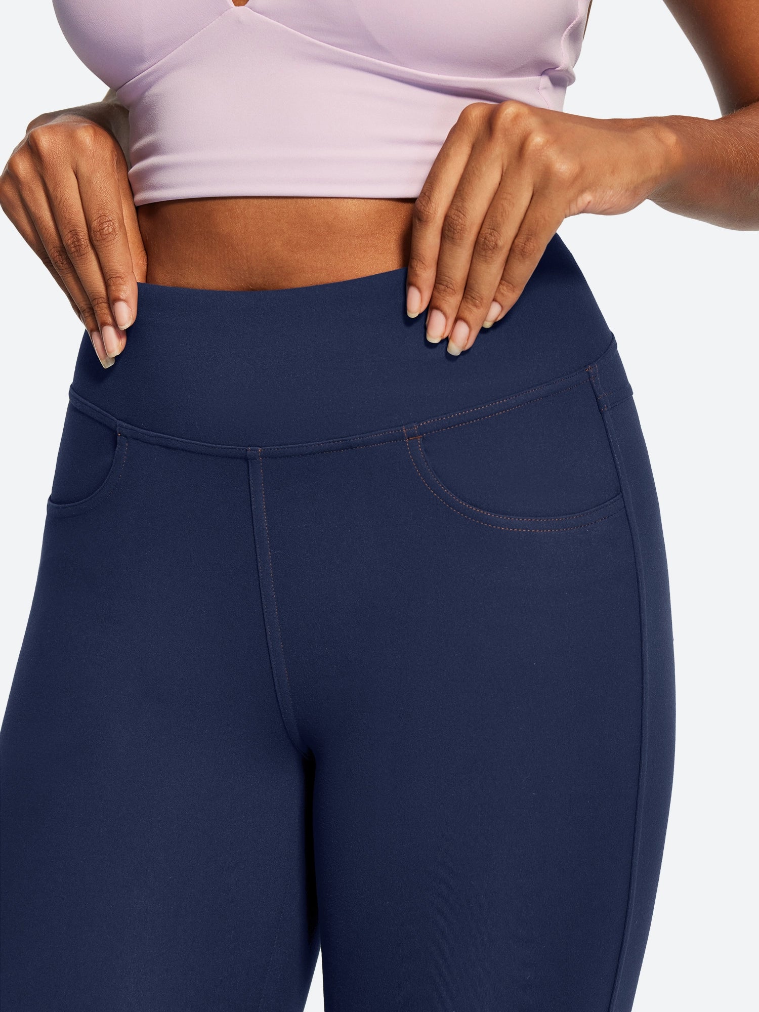 IUGA FlexTight High Waist Denim-Look Capris With Pockets