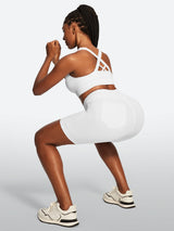 IUGA 7'' FlexTight Faux Denim High Waist Biker Shorts With Pockets