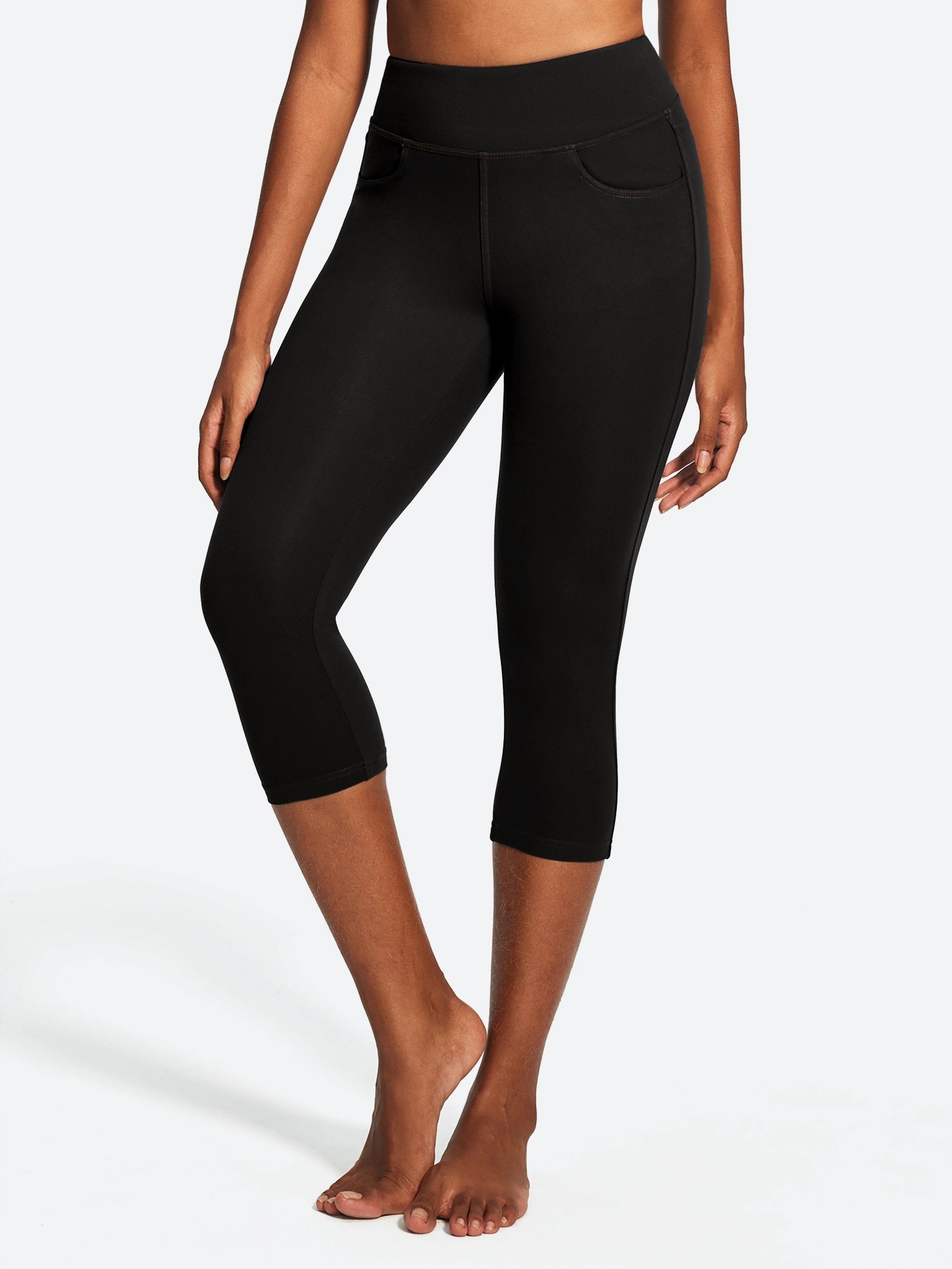 IUGA FlexTight High Waist Denim-Look Capris With Pockets