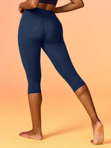 IUGA FlexTight High Waist Denim-Look Capris With Pockets