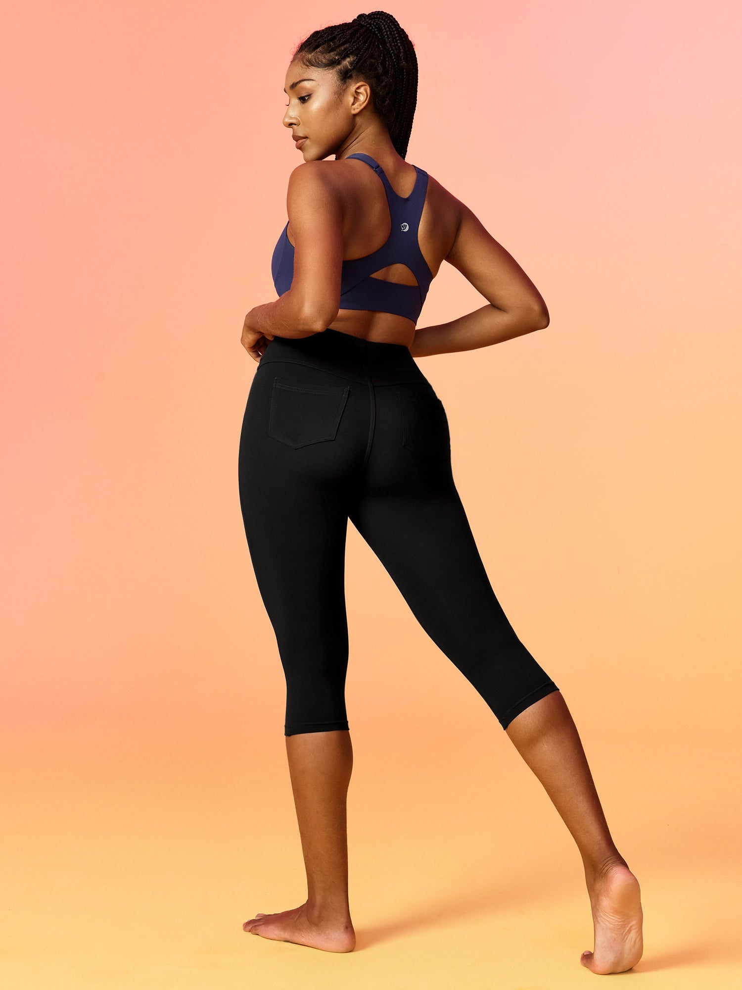 IUGA FlexTight High Waist Denim-Look Capris With Pockets