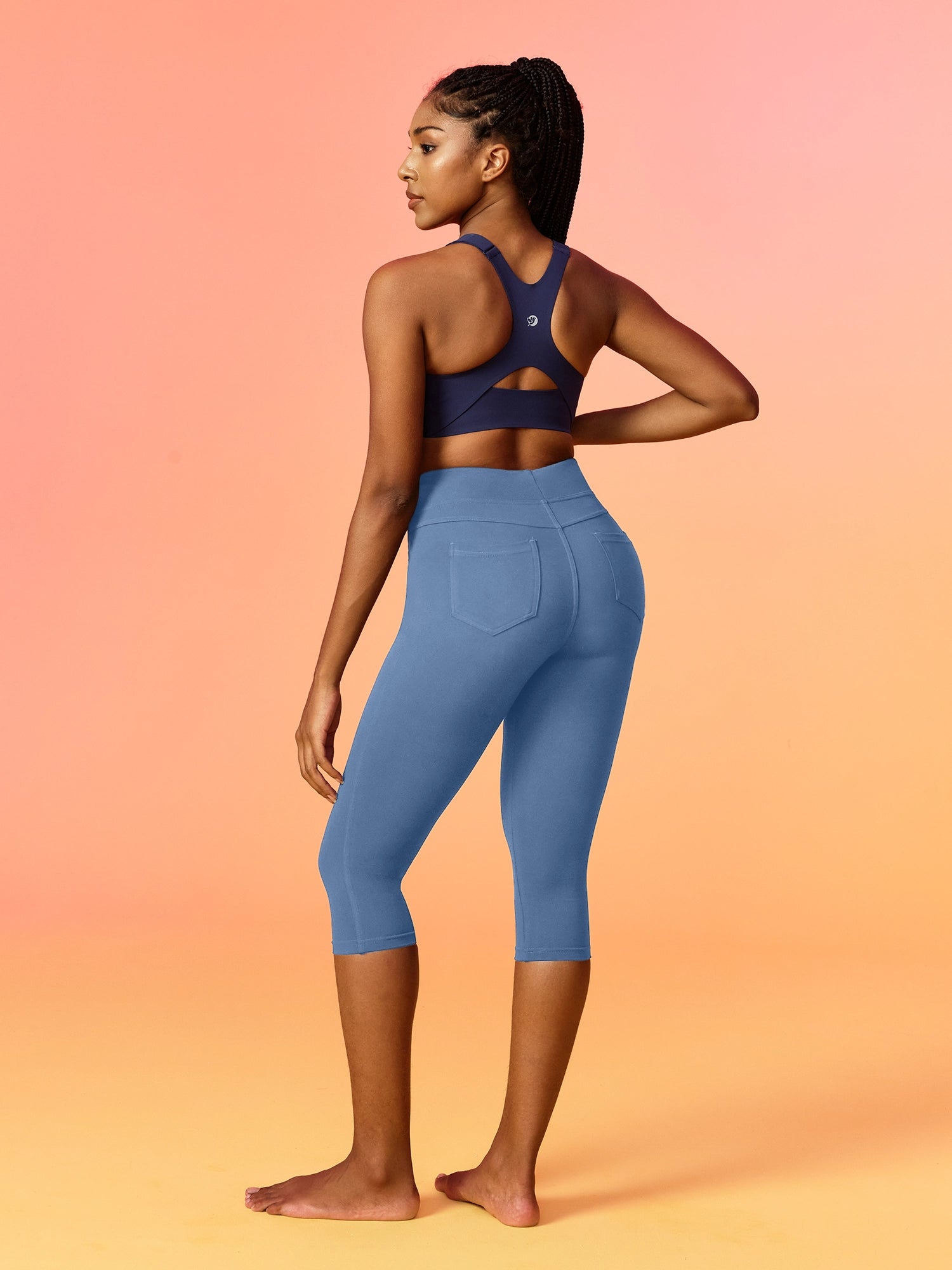 IUGA FlexTight High Waist Denim-Look Capris With Pockets