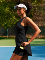 IUGA Open Back Sleeveless Tennis Dress With Built-in Shorts & Pockets | Affordable Yoga Leggings & Activewear by IUGA