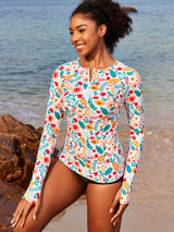 IUGA UPF 50+ Long Sleeve Quick-Dry Rash Guard Swimsuit With Half Zip & Thumbholes | Affordable Yoga Leggings & Activewear by IUGA