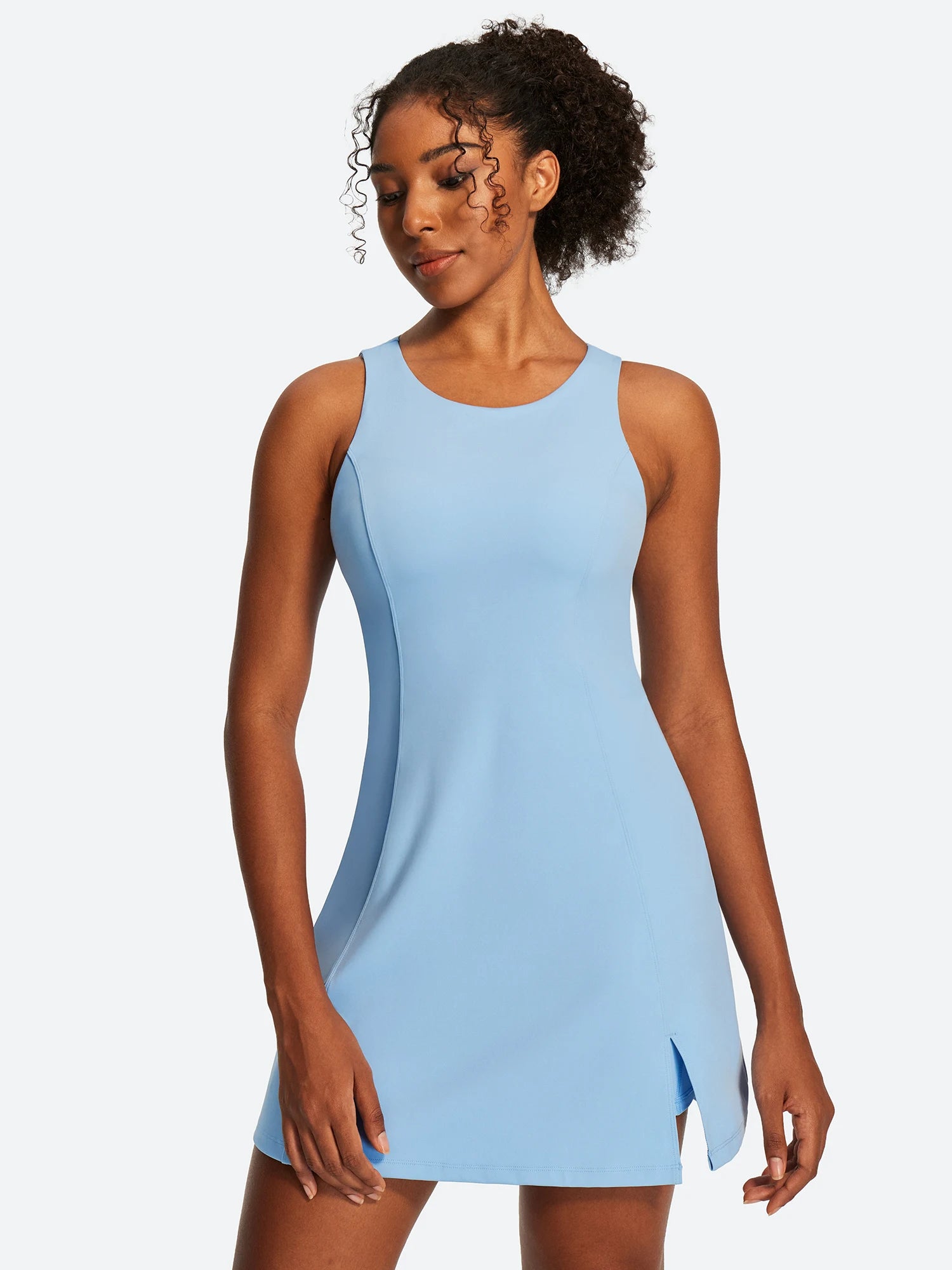 IUGA Open Back Sleeveless Tennis Dress With Built-in Shorts & Pockets | Affordable Yoga Leggings & Activewear by IUGA
