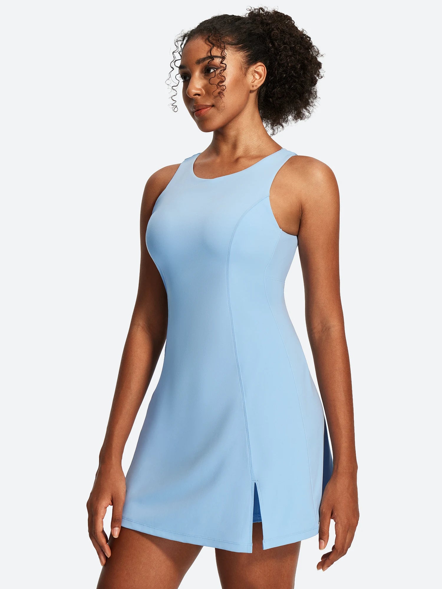 IUGA Open Back Sleeveless Tennis Dress With Built-in Shorts & Pockets | Affordable Yoga Leggings & Activewear by IUGA