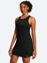 IUGA Open Back Sleeveless Tennis Dress With Built-in Shorts & Pockets | Affordable Yoga Leggings & Activewear by IUGA