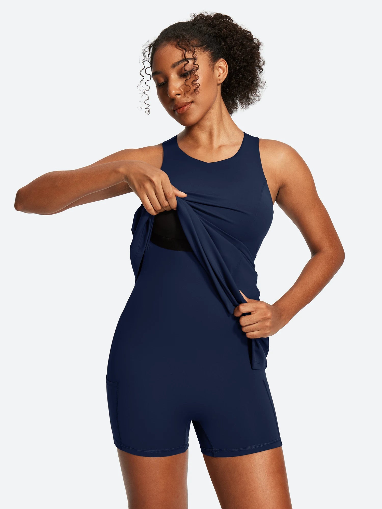 IUGA Open Back Sleeveless Tennis Dress With Built-in Shorts & Pockets | Affordable Yoga Leggings & Activewear by IUGA